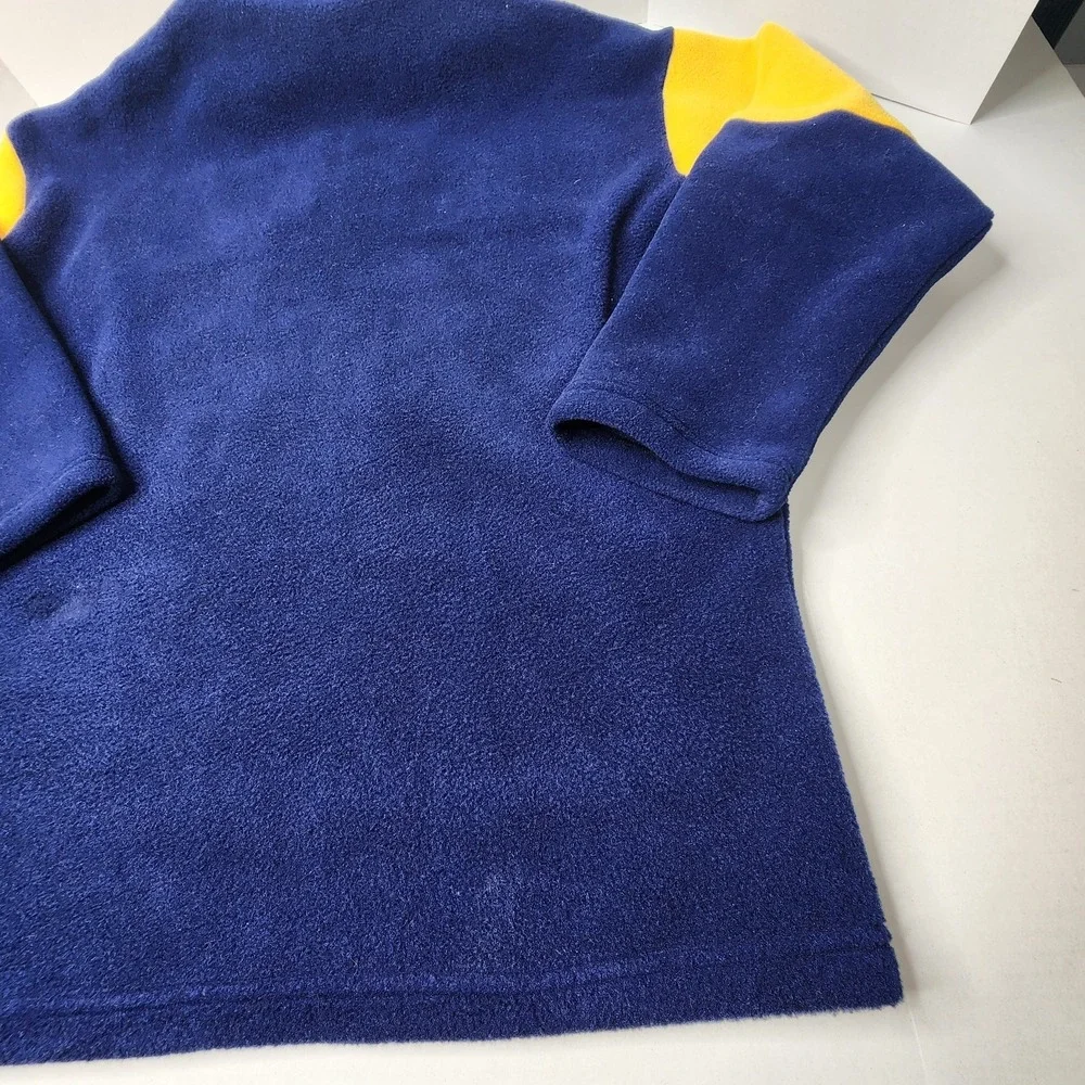 Montreal Canada Vintage 1/4 Zip Sweater Fleece Size LRG Blue Yellow Made In CAN